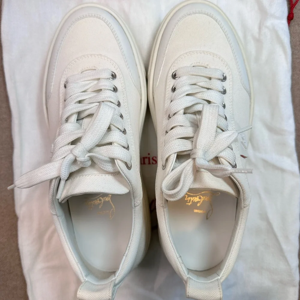 Christian Louboutin Ivory Sneakers with Red Accents